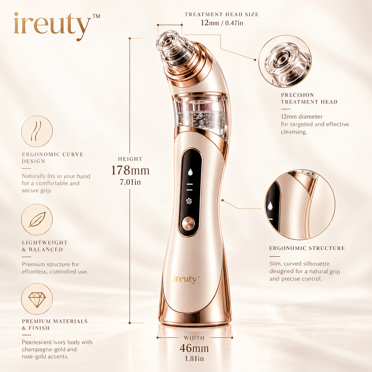 ireuty AquaGlow Hydro Cleansing Device dimensions