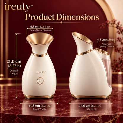 ireuty AuraMist facial steamer size and details