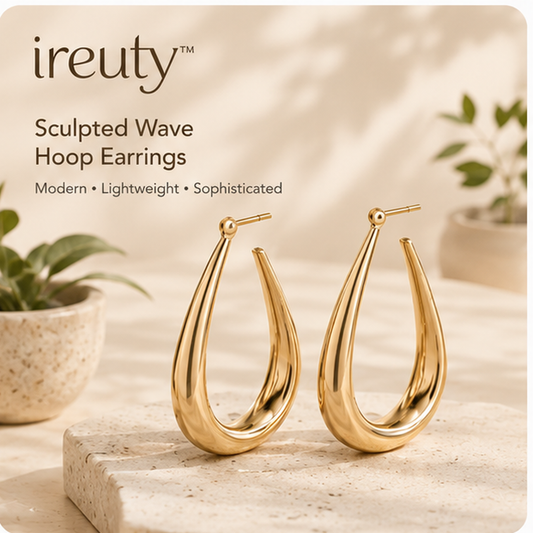 𝒊𝒓𝒆𝒖𝒕𝒚™ sculpted gold-tone wave hoop earrings