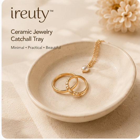𝒊𝒓𝒆𝒖𝒕𝒚™ neutral ceramic jewelry catchall tray with rings
