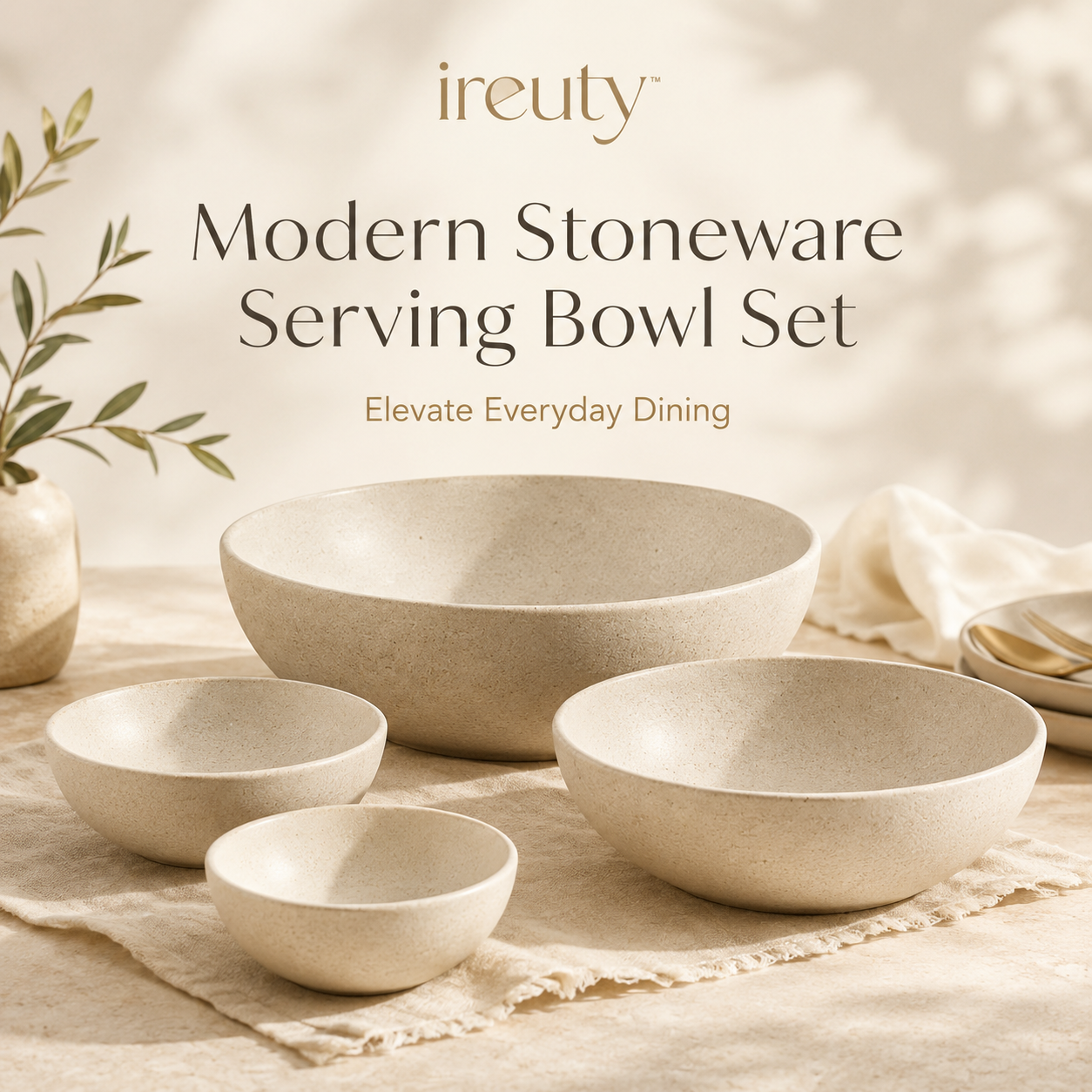 𝒊𝒓𝒆𝒖𝒕𝒚™ modern neutral stoneware serving bowl set