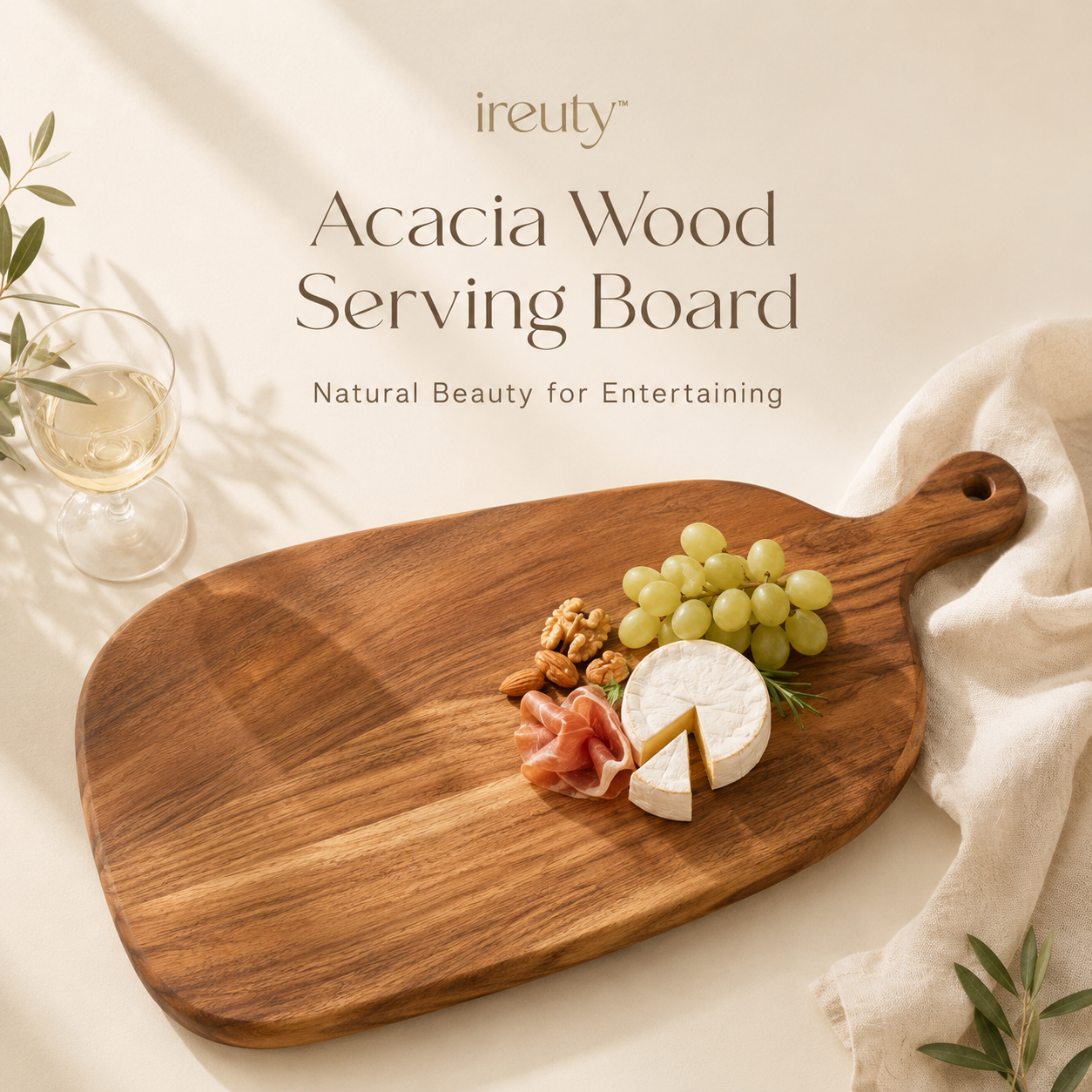 𝒊𝒓𝒆𝒖𝒕𝒚™ natural acacia wood serving and charcuterie board