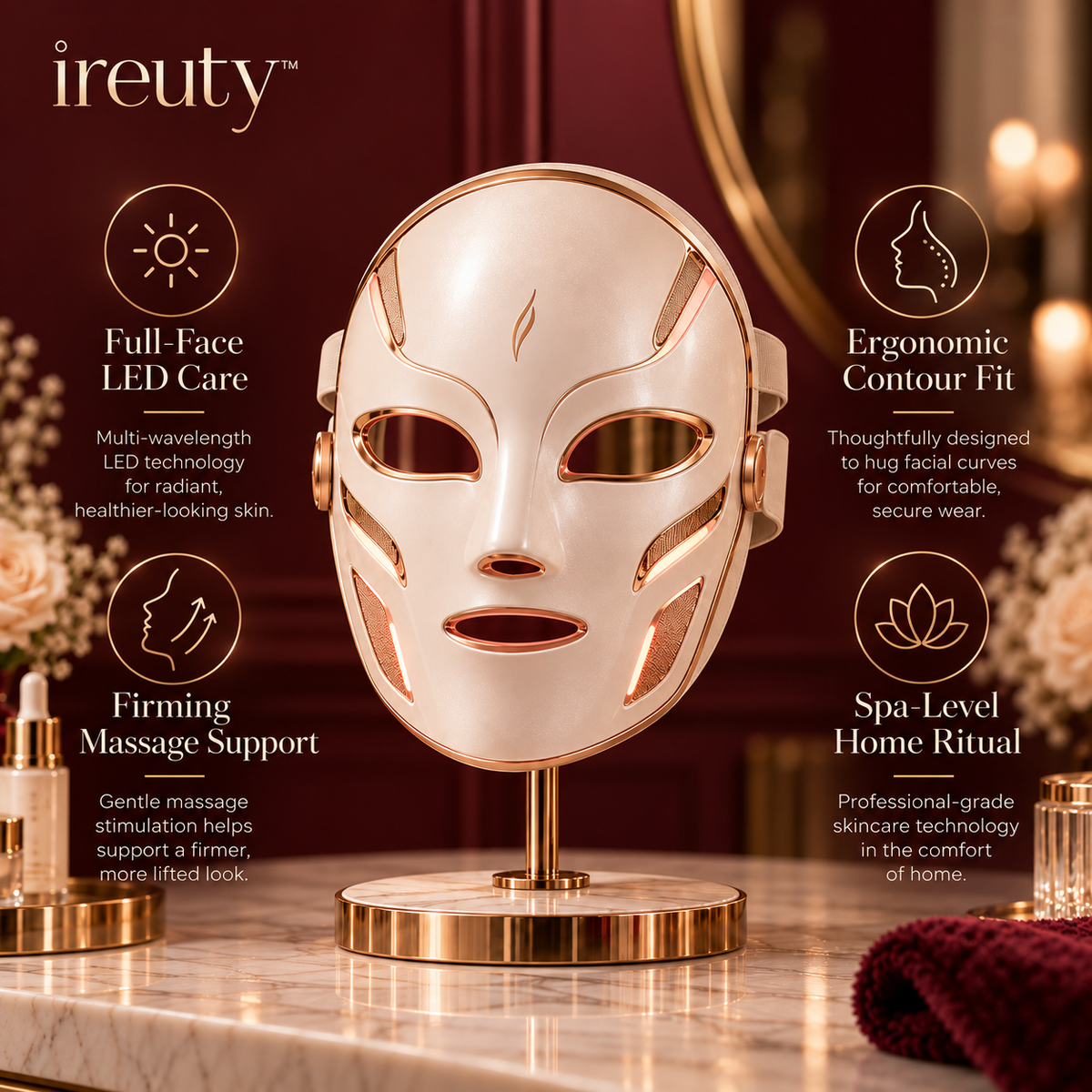 ireuty LumiMask full-face LED beauty mask features