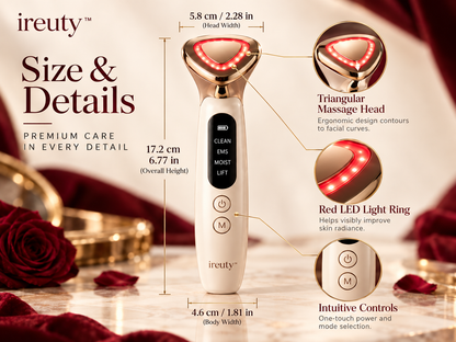 ireuty LumiSculpt facial massager size and detail guide