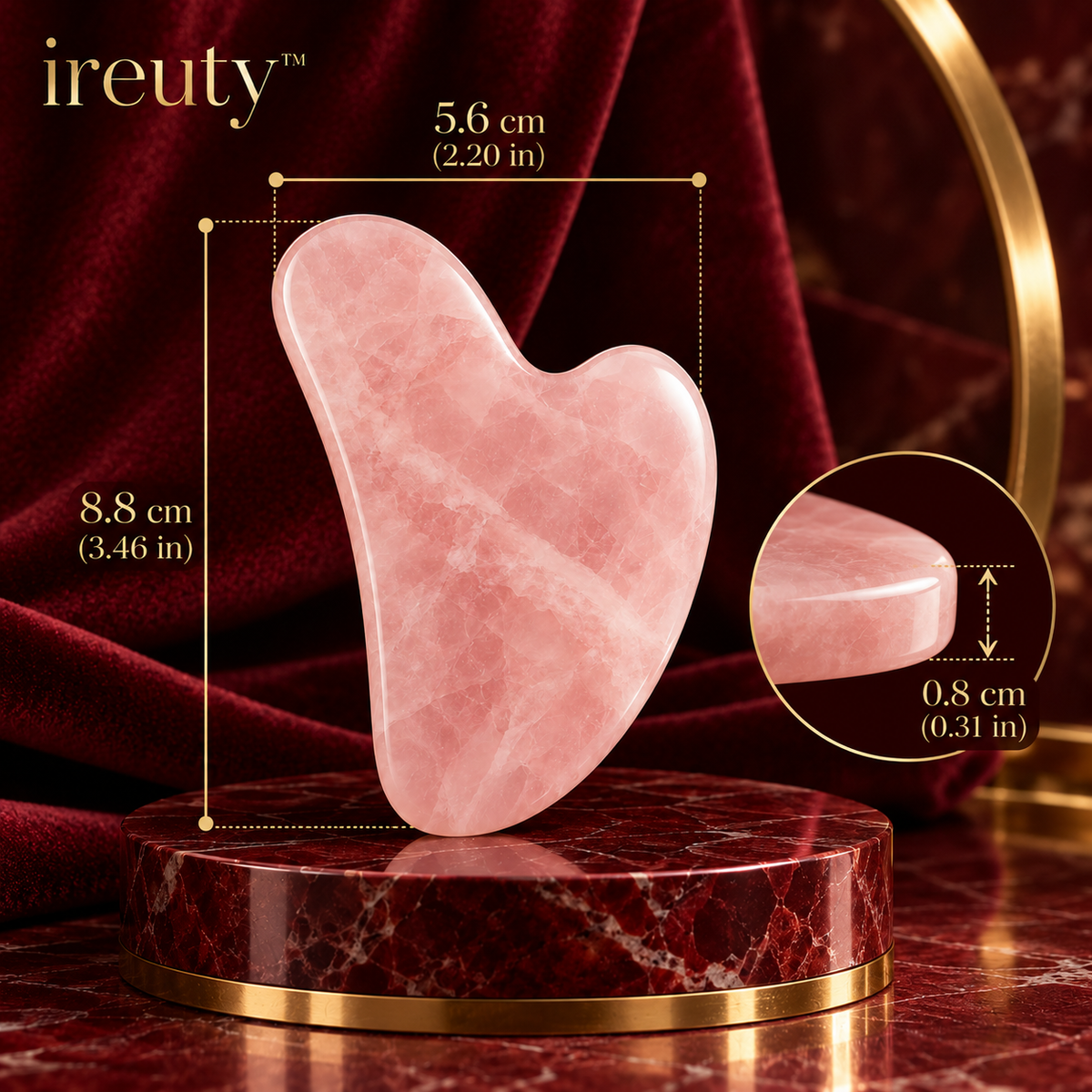ireuty RougeMuse rose quartz gua sha size details