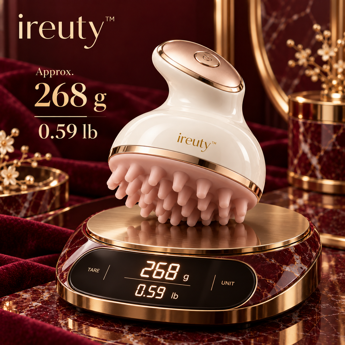 ireuty Scalp Serene sonic scalp massager approximate weight 268 grams
